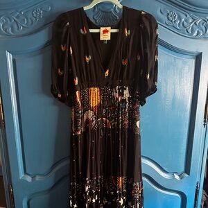 FARM Rio Black Dress with Multicolor Patterns